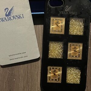 Swarovski I phone 5 case rare shows 3 clocks and 3 squares full of gold crystals